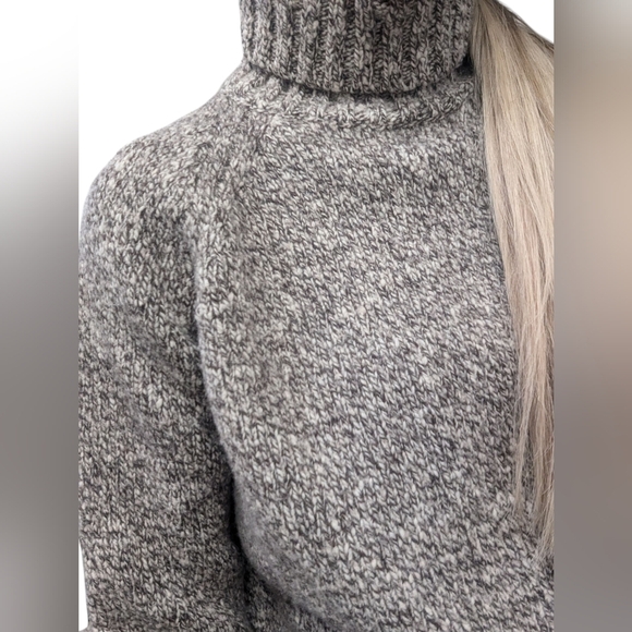 Y2K Express Wool Blend Turtleneck Sweater Gray Marled Chunky Knit Size Large - Picture 4 of 8